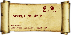 Eszenyi Milán névjegykártya