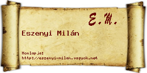 Eszenyi Milán névjegykártya
